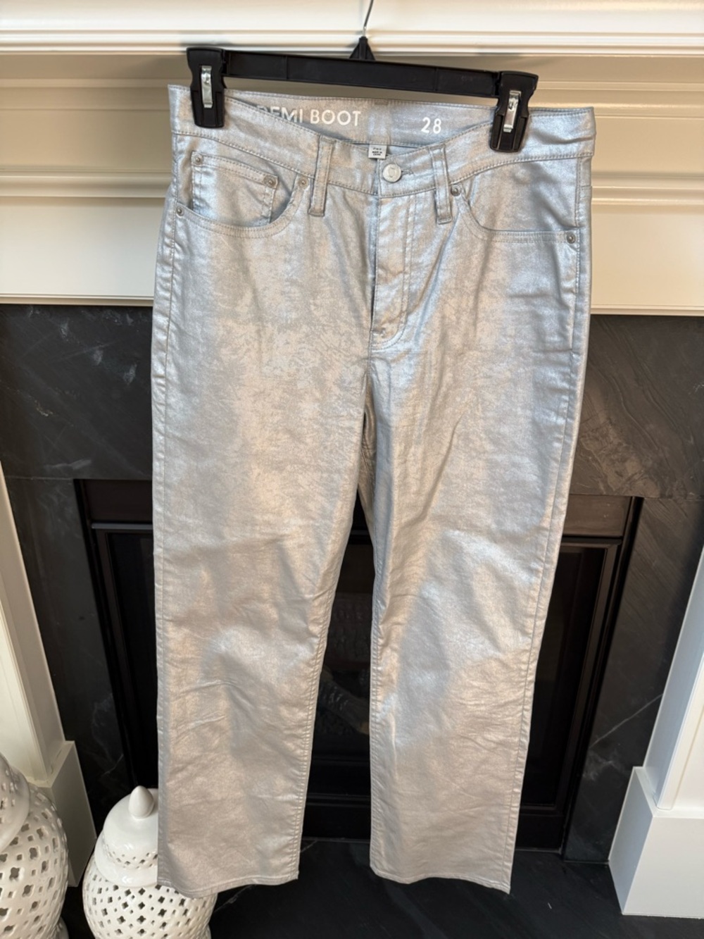J. Crew Silver Metallic Cropped Ankle Pants